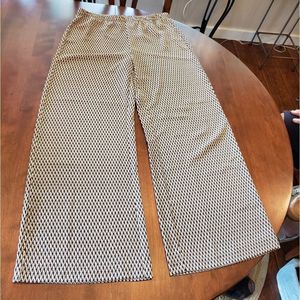 Chico's 100% polyester geometric print elastic waist wide leg pants  1 regular
